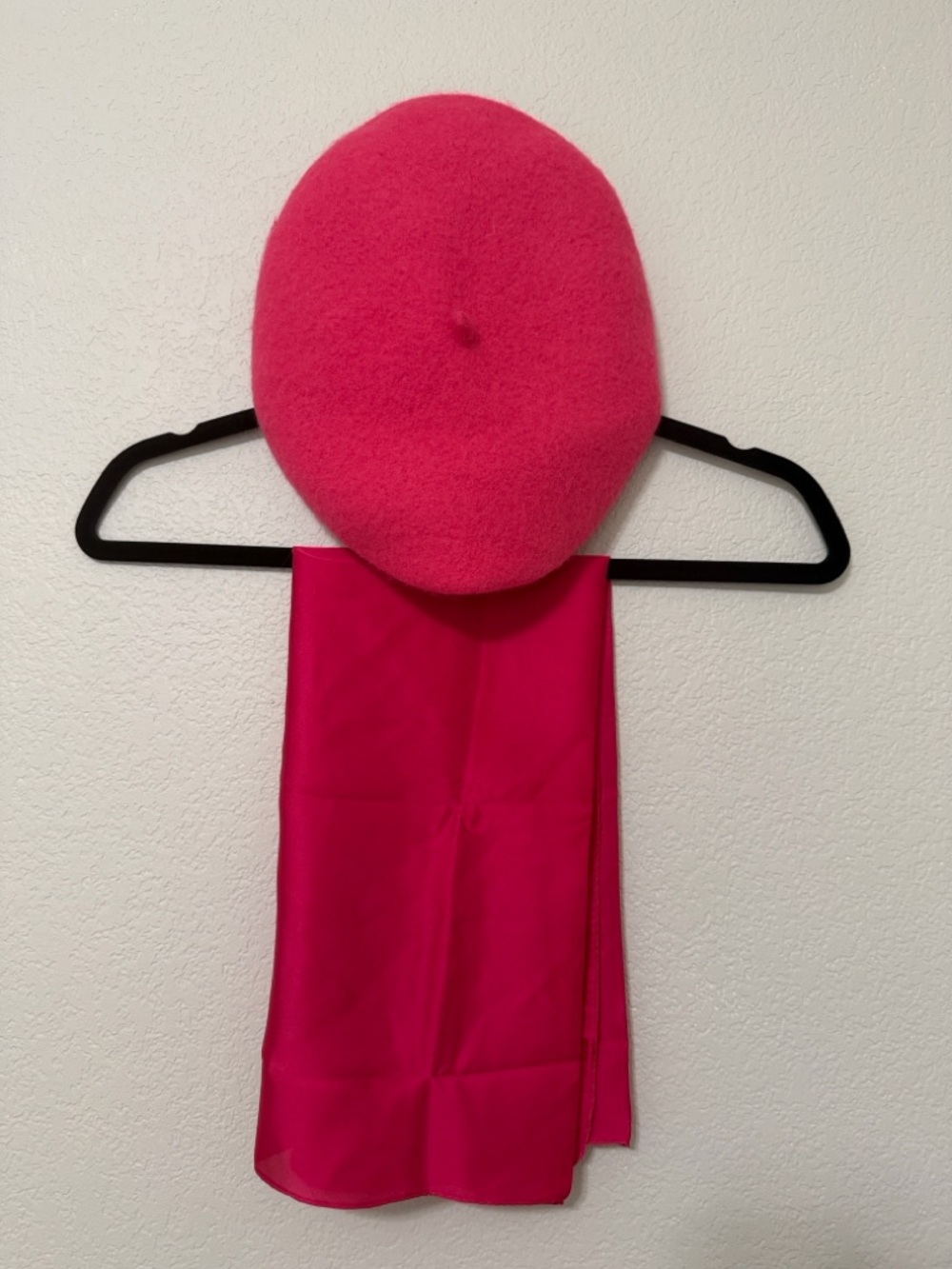 Hot Pink Beret with Matching Scarf